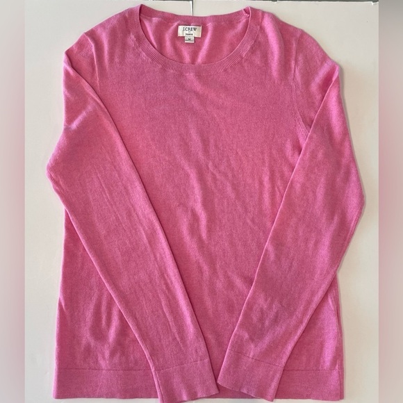 J.Crew Women’s Sweater Size Medium Pink Long Sleeve Crew Neck Teddie Cotton - Picture 2 of 7